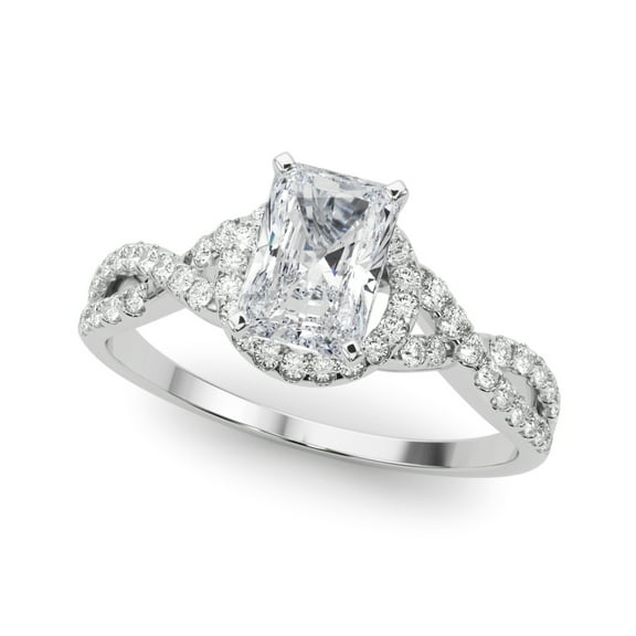 Brig Jewel 1.8 Ct Radiant Cut Moissanite Twisted Engagement Ring - 14K White Gold Plated Ring - Unique Twist Design Ring for Women - Moissanite Ring - Perfect for Special Occasions
