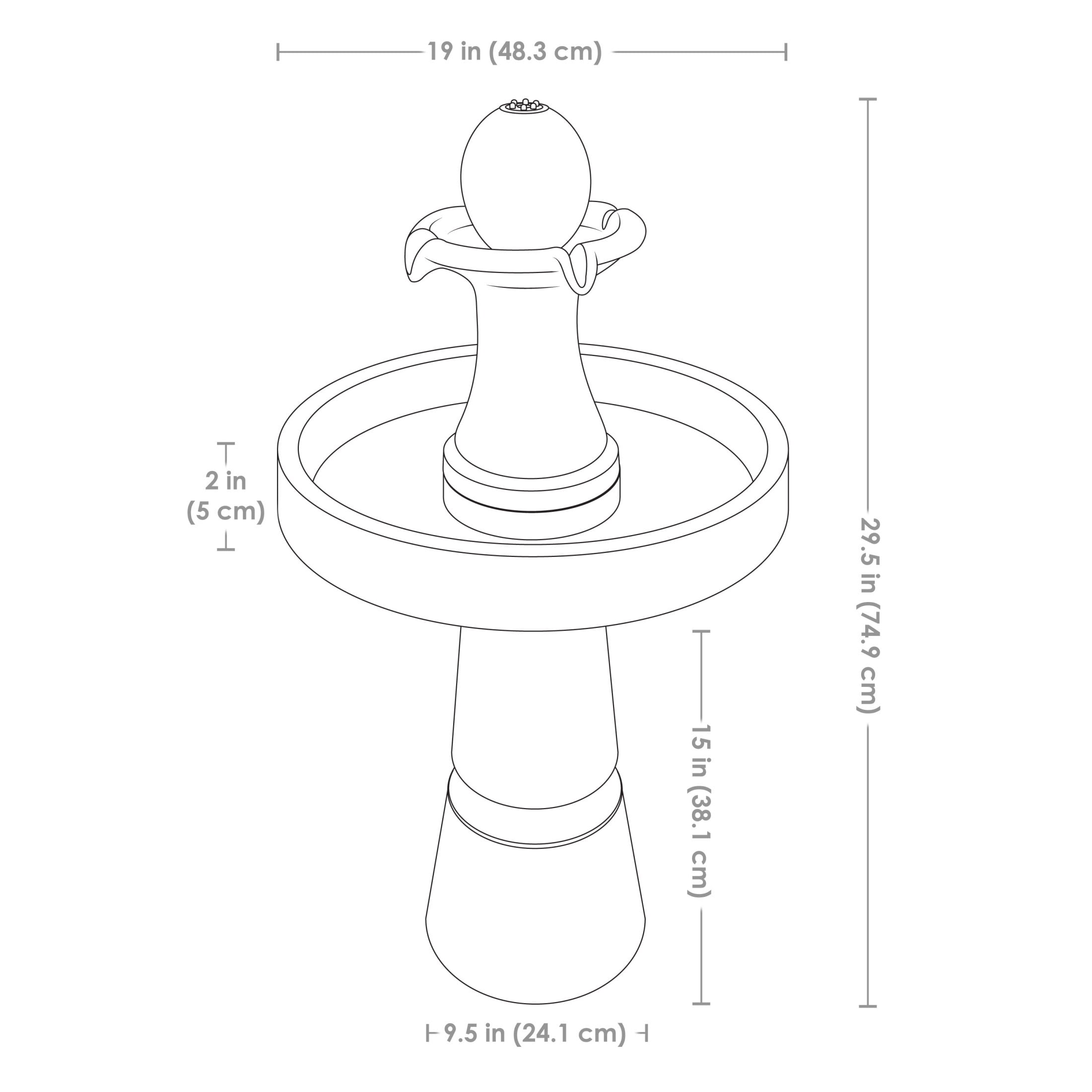 Sunnydaze 2-Tone Contemporary Gray Polyresin Outdoor Water Fountain with Light