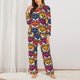 thumbnail image 2 of Balery Fox Face Conjunto de Pijama con Estampado para Mujer, Conjunto de Dos Piezas con Manga Larga, Ropa de Dormir Suave con Bolsillos, Pijamas Cómodos-X-Large, 2 of 7