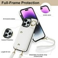 thumbnail image 2 of Compatible with iPhone 15 Wallet Case with Card Holder Crossbody Neck Strap Lanyard Wrist Strap Purse for Women PU Leather Flip Case with Credit Card Kickstand Stand Case White, 2 of 15