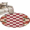 thumbnail image 2 of Area Rug 36in, Retro Japanese Flowers Floor Carpet Living Room Rug, Classic Red White Plaid Non-Slip Welcome Mat Indoor Rugs for Bedroom Dining Room, 2 of 9
