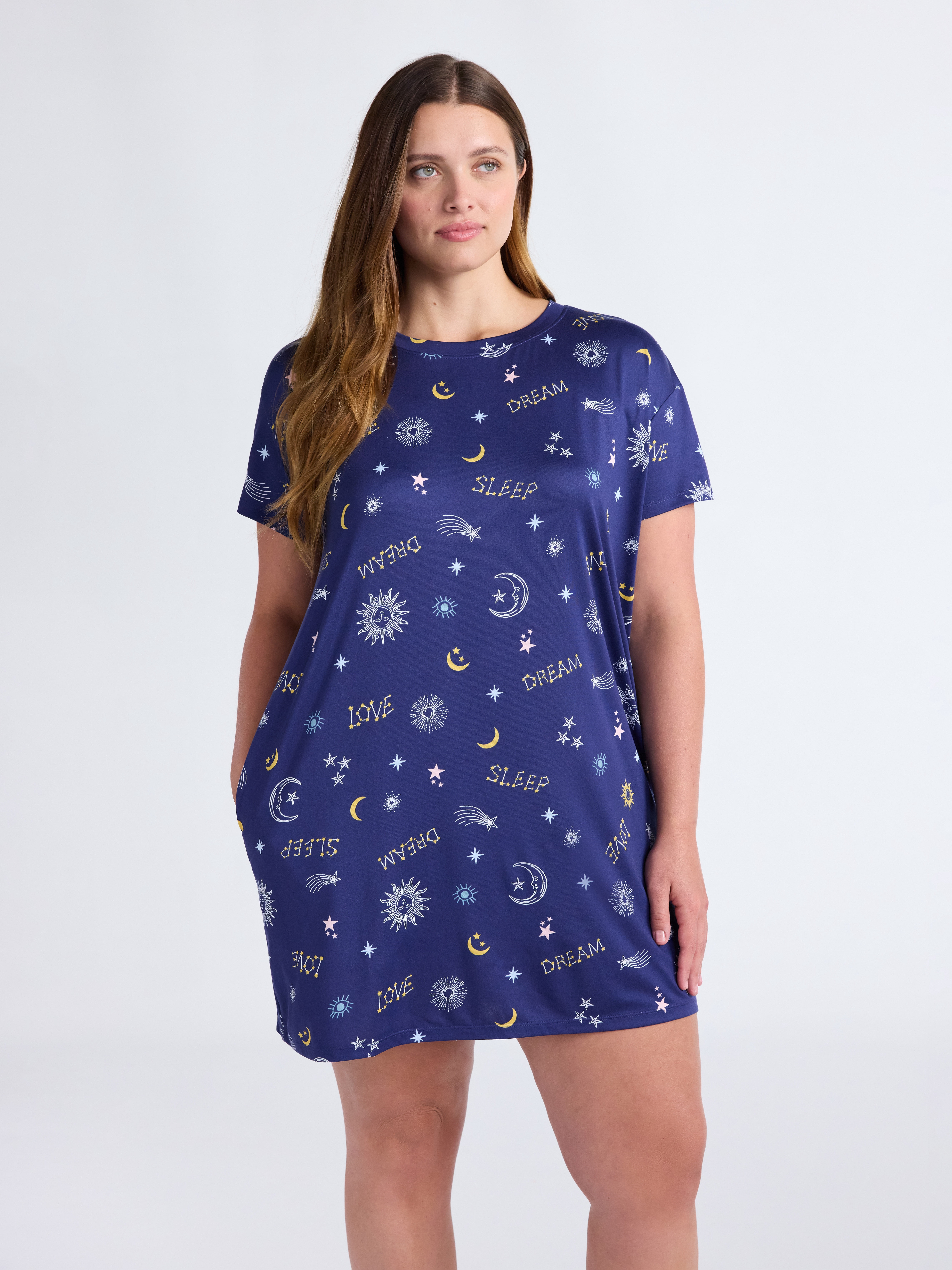 Joyspun Women's Dreamy Soft Collection Sleepshirt with Short Sleeves, Sizes S/M-2X/3X
