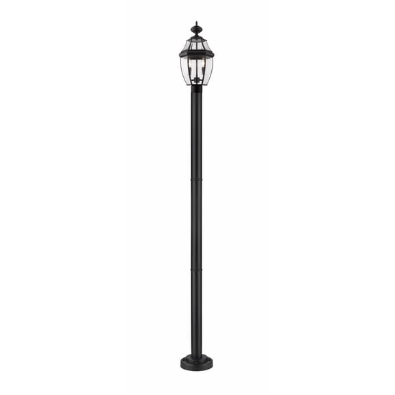 Z-Lite Westover 2 Light 92" Clear Glass Brass Outdoor Lamp Post in Black
