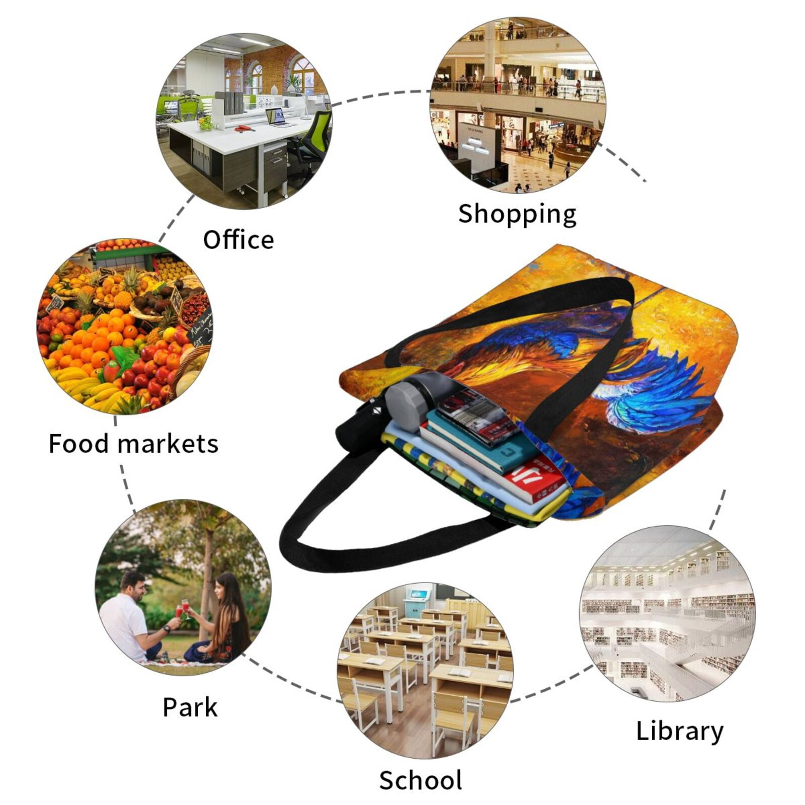 Ratiio Colorful Rooster Print Shoulder Bag for Women, Polyester Crossbody Purse Lightweight Handbag for Daily Travel and Casual Use