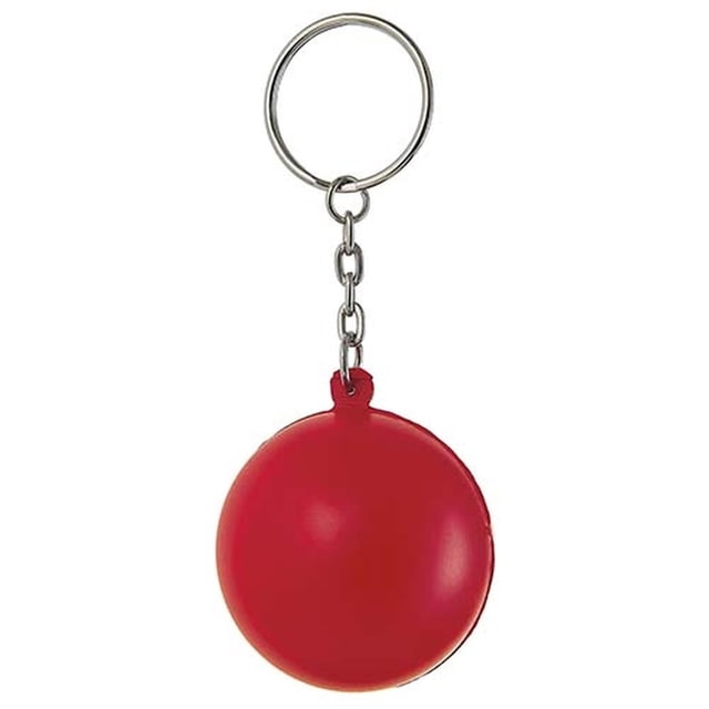 Llavero con pelota anti-stress de PU-Anti-Stress rojo 3.7 x 8.9