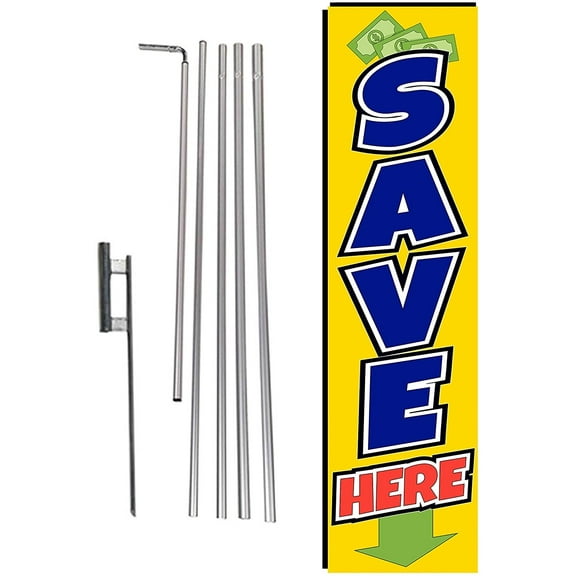 Here Sale Outdoor Advertising Rectangle Feather Banner Swooper Flag Sign with Flag Pole Kit and Ground Stake