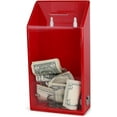 thumbnail image 2 of Rectangular Acrylic Donation Suggestion collection Box Pre Drilled Holes For Wall mounted Or Retail Countertop Tip Box with slant top 9.75 x 5 inches, Lock With set of keys Red, 2 of 5