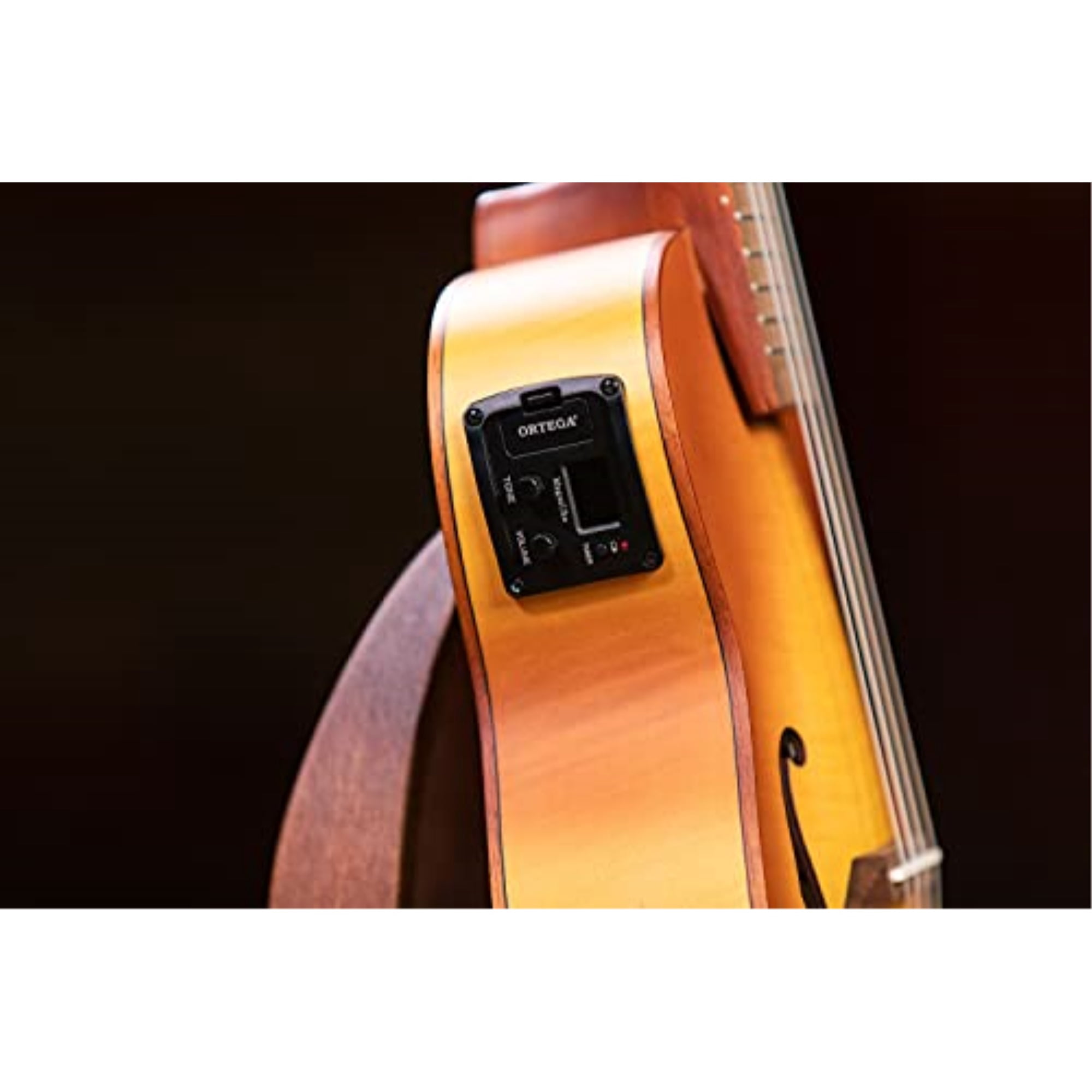 Ortega Saloon Series RUSL-HSB Archtop Concert Acoustic-Electric Ukulele Violin Sunburst