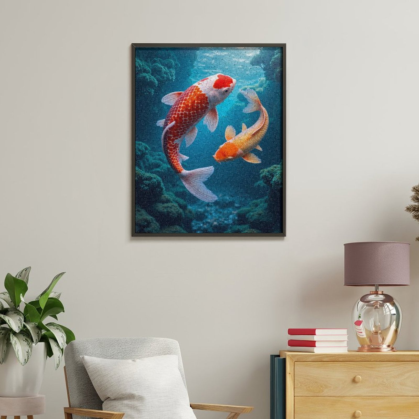 Paint By Numbers Kit for Adults Beginner - DIY Colorful Koi Fish Underwater Scene Canvas Painting Kits for Adults, Frameless Paint By Number for Adults for Home Wall Decor 16x20 Inch