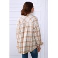 thumbnail image 4 of HSHDLDF Womens Casual Plaid Shacket Button Down Long Sleeve Shirt, 4 of 5