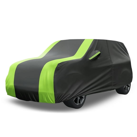 Unique Bargains Car Cover Waterproof All Weather Automotive Outdoor Anti-UV Sun Rain Protection Full Exterior Cover for Kia Soul Aluminum Film Cotton Black Green 1 Pc