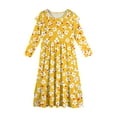 thumbnail image 5 of IYYVV Girls Fall Sundress Casual Ruffle Long Sleeve Smocked Aline Flowy Tiered Maxi Dresses Boho Floral Dress with Pockets for 11-12 Years Earthy Yellow, 5 of 5