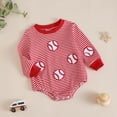 thumbnail image 4 of CAICJ98 Newborn Baby Boy Girl Football Outfit Game Day Sweatshirt Romper Baby Onesies Long Sleeve Pullover Bodysuit Infant Fall Winter Clothes (Red,6-12 Months), 4 of 6