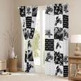 thumbnail image 3 of Castle Fairy Monochrome Dirt Bike Black Out Curtains for Boys, Patchwork Chevron Curtains Pack of 2 (42x63 Each) for Bedroom, Gray Black White, 3 of 6