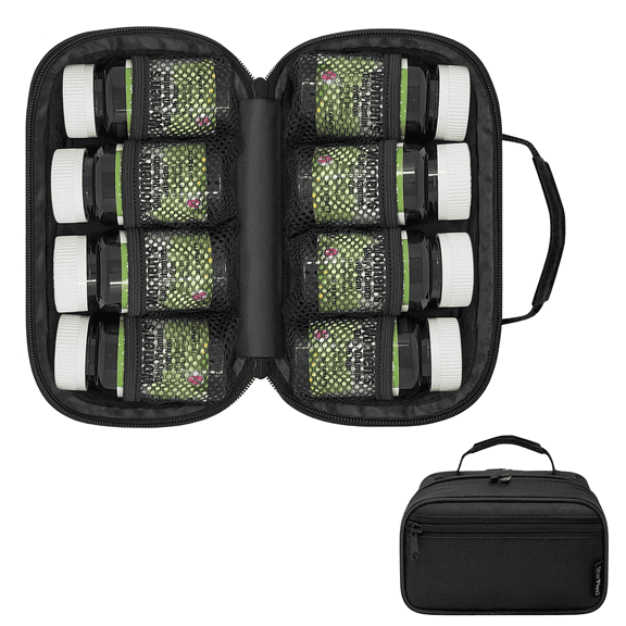 StarPlus2 Small Pill Bottle Organizer for Travel, Medicine Bag, Carrier for Prescription Medications - Black