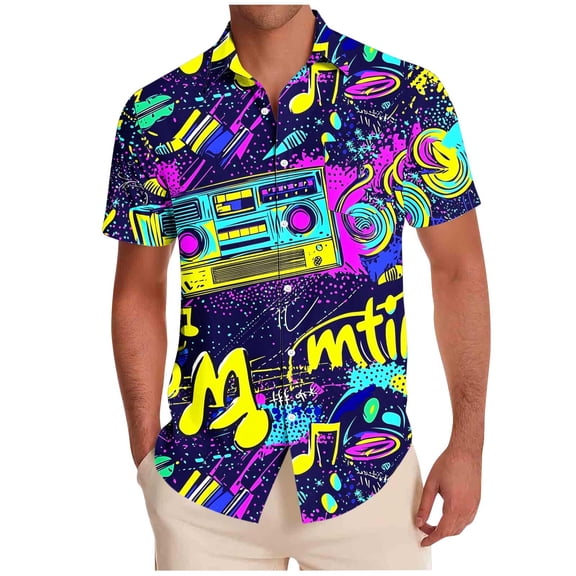 Mens T-Shirts Funny,Men's Hawaiian Shirt Short Sleeve Tropical Button Down Casual Summer Beach Vacation Shirts