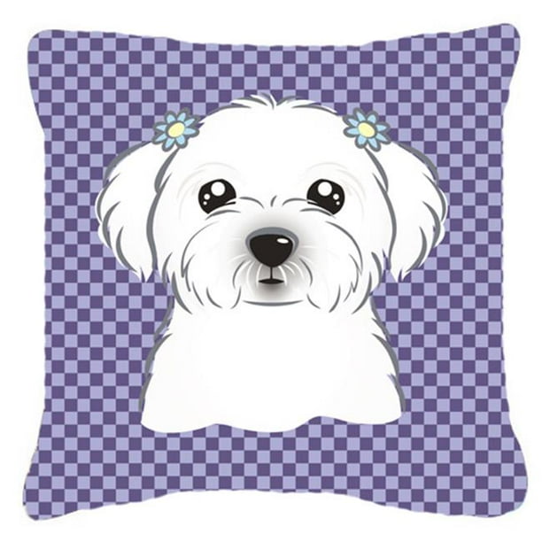 Carolines Treasures Bb1134pw1818 Purple Checkered Maltese Indoor Outdoor Fabric Decorative Pillow Walmart Com Walmart Com