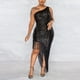 thumbnail image 2 of Vestidos Para Mujer Vestido de Lentejuelas Erógeno Un Hombro Cuello Inclinado Sin Mangas Cintura Alta Vestido de Fiesta Odeerbi ODB183718, 2 of 9