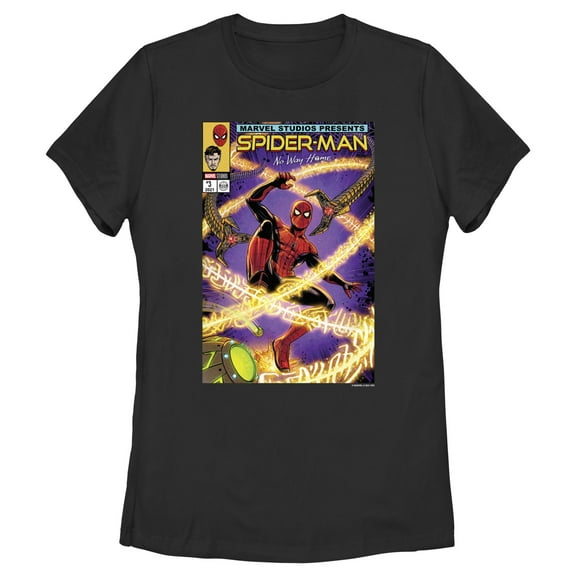Women's Marvel Spider-Man: No Way Home Doc Ock Comic Cover Graphic Tee Black Large