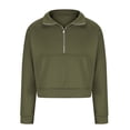 thumbnail image 4 of VSSSJ Half Zip Sweatshirts for Men Relaxed Fit Stand Collar Raglan Long Sleeve Pullover Fleece Lined Casual Solid Simple Fashion Sweatshirt Tops Green S, 4 of 7