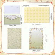 sixwipe 54 Pcs Stationery Set with Envelopes, 36 Writing Paper and 18 Envelopes, Aesthetic Floral Lined Stationery Paper with 40 Round Dot Label Seals for Writing Letters Invitations Poem