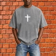 thumbnail image 6 of Christian Graphic Shirts for Men Vintage Acid Wash Oversized Tshirts Faith Cross Print Short Sleeve Casual Streetwear Summer Tops, 6 of 8