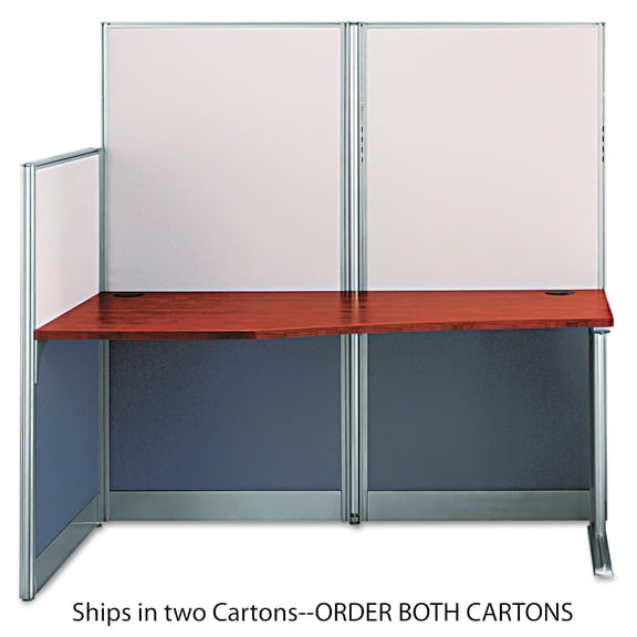 Office in an Hour 65W Straight Cubicle Desk in Hansen Cherry - Engineered Wood