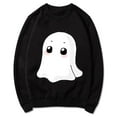 thumbnail image 4 of CLOISE Halloween Sweatshirts for Women Trendy Ghost Print Oversized Sweatshirts Fall Long Sleeve Crewneck Hoodies Shirts Loose Tops Halloween Party Outfits Black S Trick, 4 of 5