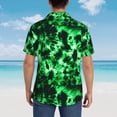 thumbnail image 4 of Pofeuu Green Tie Dye Print Hawaiian Shirt for Men Sleeves Casual Button Down Summer Beach Dress Shirts T-Shirts,XX-Large, 4 of 7