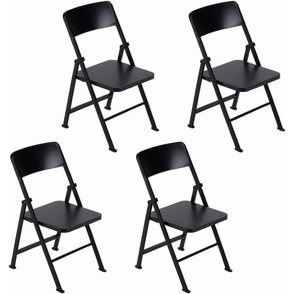 4Pcs Mini Plastic Foldable Chair 3.7x3.3x4.2 Inch Black Foldable Chair for Action Figure Accessories Miniature Furniture for 12 Inch Action Figure Minihouse Decoration