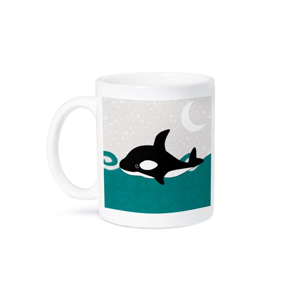 3dRose, Cute Orca Whale in the Ocean at Night , 15oz Mug