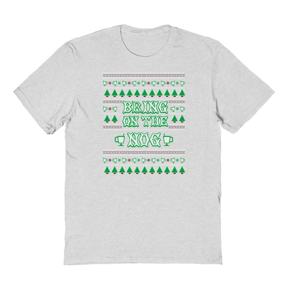 Christmas Holiday Bring On The Nog Graphic Ash Grey Men's Cotton T-Shirt