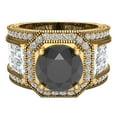 thumbnail image 4 of Large Black Diamond Engagement Ring 14K Gold Halo Rings for women 8.00 mm 6.85 carat, 4 of 5