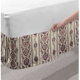 thumbnail image 2 of Floral Bed Skirt, Middle Eastern Ottoman Medieval Ornamental Pattern, Elastic Bedskirt Dust Ruffle Wrap Around for Bedding Decor, 4 Sizes, Eggshell Dried Rose, by Ambesonne, 2 of 2