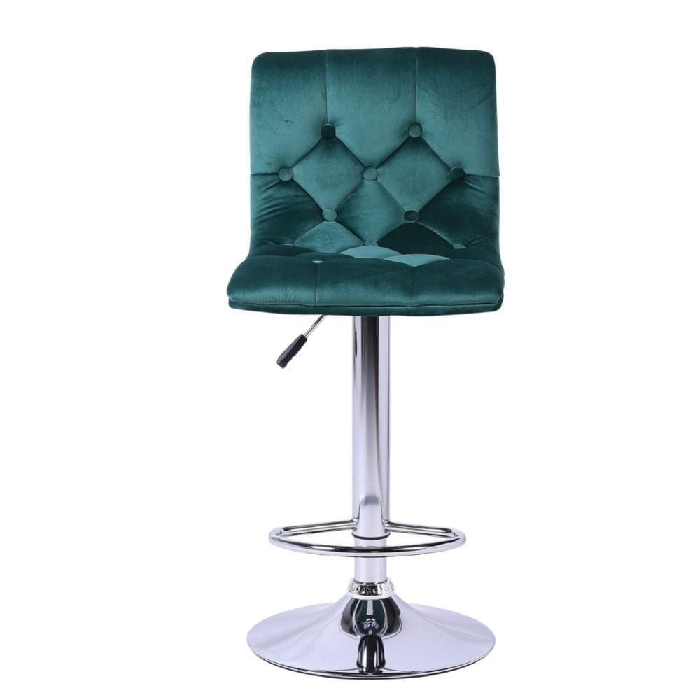 Tabouret capitonné Alon avec base en métal brillantet repose-pieds pour la cuisine, Tabouret d'île, Hauteur réglable<br> Ensemble 2