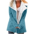 thumbnail image 2 of Spring Saving Clearance under $5.00 Deals GaThRRgYP Womens Coats and Jackets Plus Size Clearance,Women's Fashion Long Sleeve Pocket Plush Button Coat Long Sleeve Hatless Casual Coat/Jacket, 2 of 6