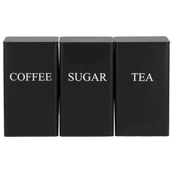3Pcs Tea Coffee Sugar Canisters Set Metal Coffee and Sugar Containers Versatile Kitchen Storage Jars with Airtight Lids Space Saving Food Jars Canisters Set for Home Kitchen