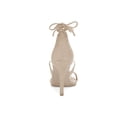 thumbnail image 2 of BLISSFUL STEP Chaussures pour Femmes Sandales à Talon Aiguille Haut à Bride Cheville à Nouer Bout Ouvert en Faux Suède Beige 7, 2 of 8