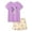 Purple & Pale Yellow, variant on Beezizac Cotton Pajama for Girls - Green & Pink Strawberry Short Sleeve Set 2-Piece Kid Sleepover PJ Size 14