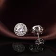 thumbnail image 4 of Jiamiaoi Halo Earrings 18K White Gold Plated Stud Earrings for Women 925 Sterling Silver Cubic Zirconia Earrings Studs Flat Diamond Stud Earrings Silver Earrings for Women, 4 of 8