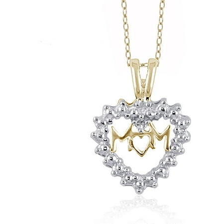 JewelersClub 1/5 Carat T.W. White Diamond Gold over Silver Mom Heart Pendant