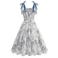 thumbnail image 7 of Hvot&aat Women's Spaghetti Strap Tie Floral Dress Boho A-line Flowy Midi Beach Dress Summer Sleeveless Casual Dress, 7 of 7