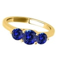 thumbnail image 3 of Mauli Jewels Rings for Women 1.85 Carat Three Stone Round Shaped Tanzanite Ring 4-prong 10K Yellow Gold, 3 of 7