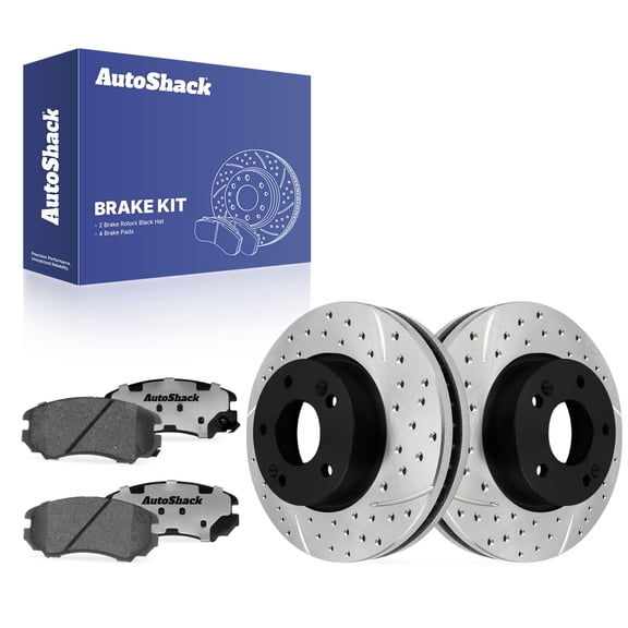 AutoShack Front Brake Rotors & Ceramic Pads for Hyundai & Kia, Sonata 2005-2010 Soul 2012-2013, FWD L4 1.6L 2.0L 2.4L - E-Coated Drilled & Slotted - ShadowGuard - 11.02" (280 mm), 5-Lug