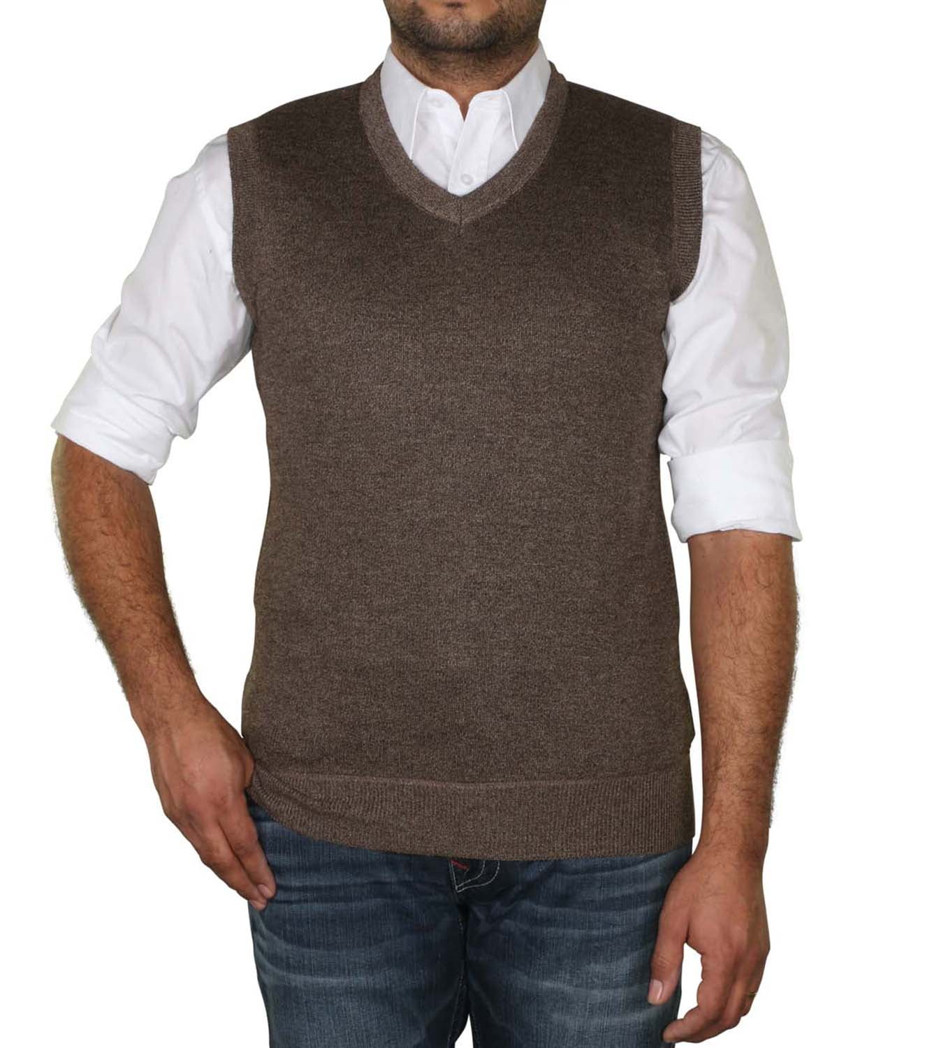 True Rock Men's Argyle V-Neck Sweater Vest (Marled Brown, XX-Large)