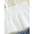 thumbnail image 6 of AceBaby Kids Baby Girls Summer Outfits, 12M-5T Tie-up Pleated Camisole and  Denim Shorts 2Pcs Clothes Set, 6 of 9