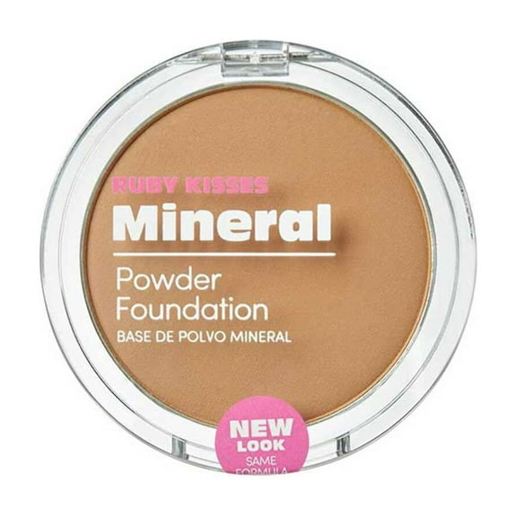 Ruby Kisses Mineral Pressed Powder Foundation, Medium to Full Coverage Natural Finish 0.35 Ounce (Rich Beige)
