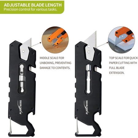 UYGDUY-Utility Knife with Replaceable Razor Blade Multitool with Screwdrivers Rope cutter and Bottle Opener - G10 Handle Another Add Three Replaceable New Blades (Orange)