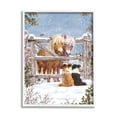 thumbnail image 4 of Stupell Industries Ponies & Dogs Winter Farm Scene Holiday Painting White Framed Art Print Wall Art, 4 of 5