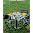 thumbnail image 4 of Fsddascl Lemon Wreath Outdoor Tablecloth - 54x54 Inch Square Dining Table Cover, Farmhouse Blue Wooden Floral Waterproof Outdoor Table Cloth with Umbrella Hole & Zipper for Picnic/Patio/Party, 4 of 7